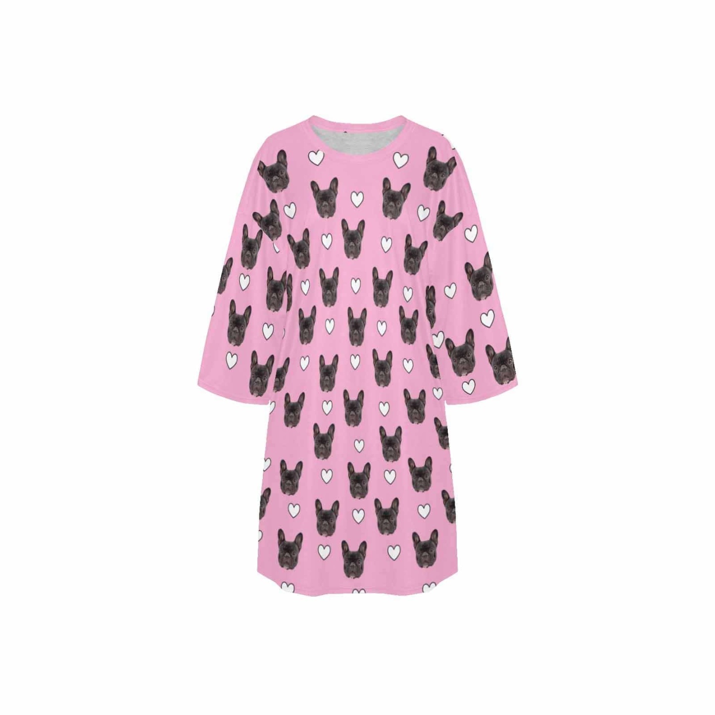DogPicGift Pajama Personalized Pet Face Heart Men Sleepwear&Women's Oversized Sleep Tee Custom Dog Crew Neck Couple Matching Short Pajama Set