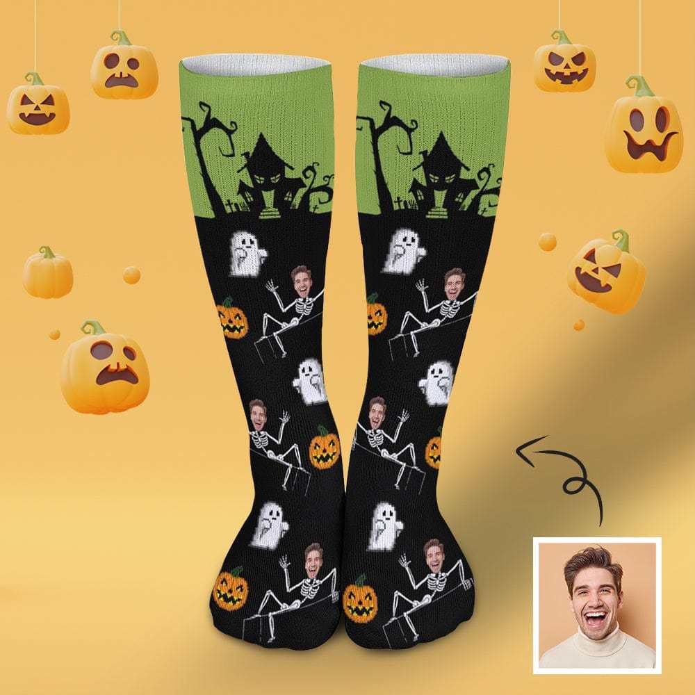 FacePajamas Sublimated Crew Socks-2WH-SDS 1PCS Custom Face Sublimated Crew Socks Halloween Socks Personalized Funny Photo Socks Gift