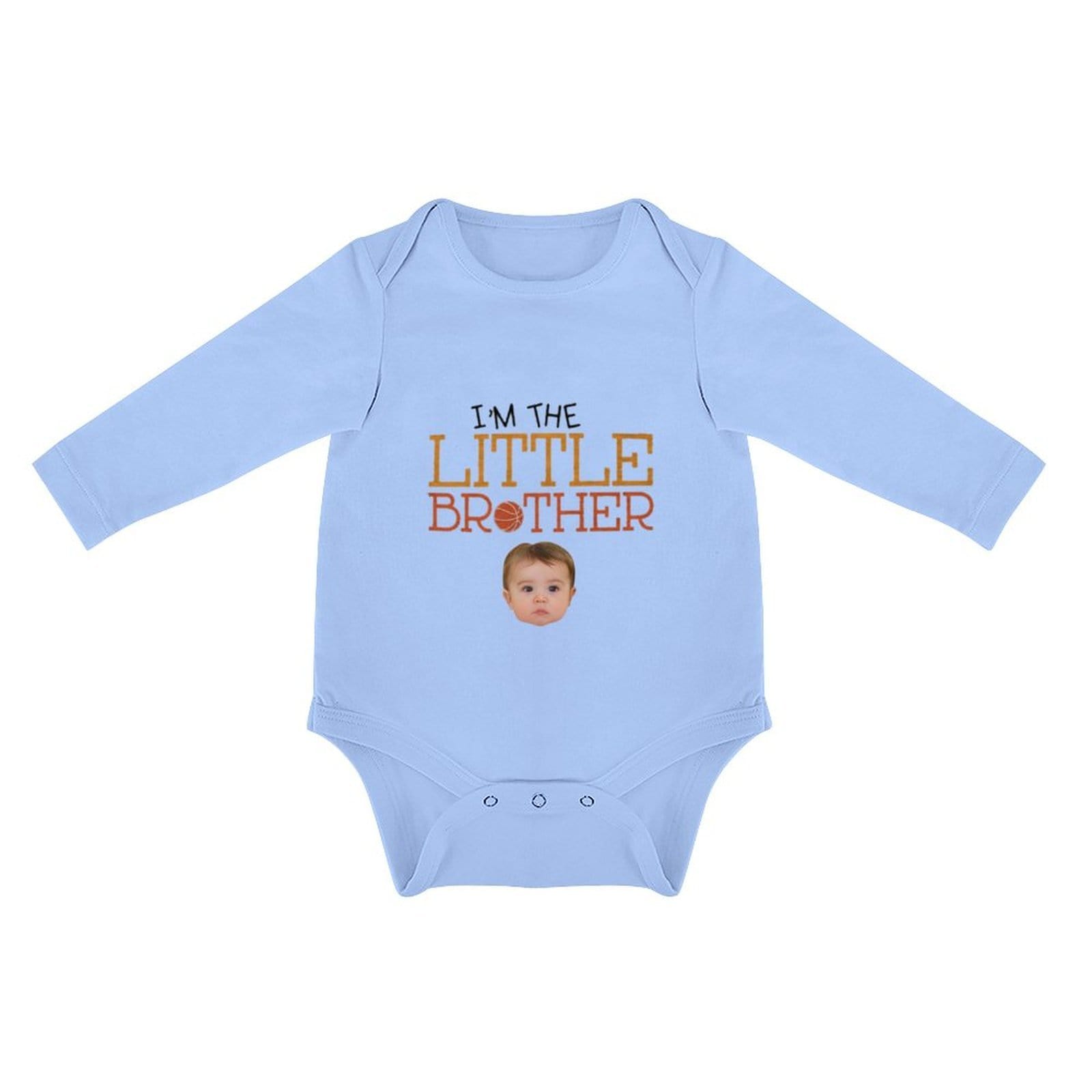 FacePajamas Baby Pajama 3 MONTHS / Blue Custom Photo Newborn Infant Bodysuit One Piece Jumpsuit Personalized Long Sleeve Rompers Baby Clothes