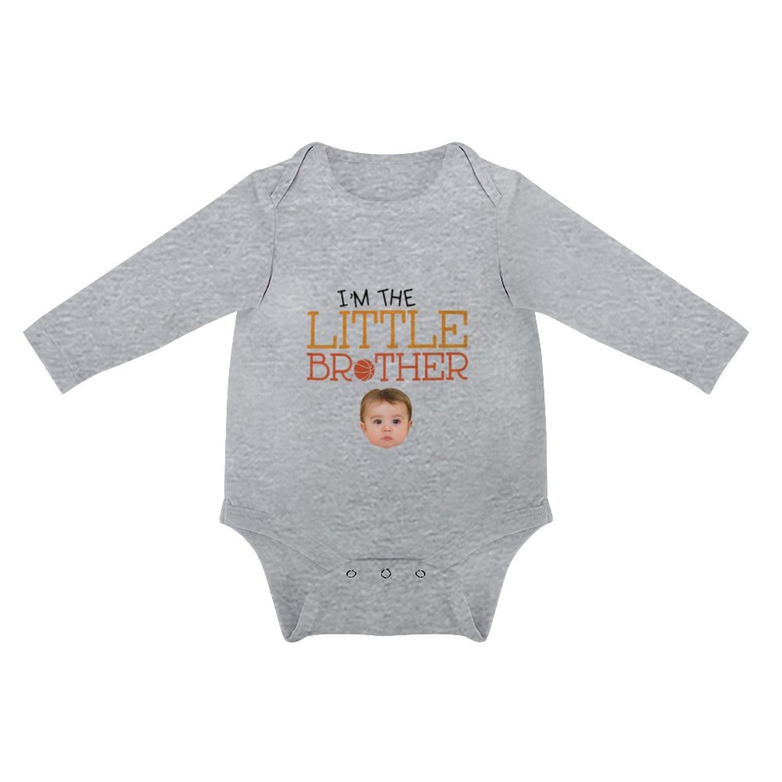 FacePajamas Baby Pajama 3 MONTHS / Gray Custom Photo Newborn Infant Bodysuit One Piece Jumpsuit Personalized Long Sleeve Rompers Baby Clothes