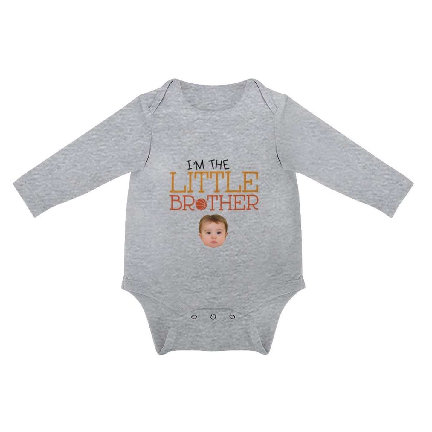 FacePajamas Baby Pajama 3 MONTHS / Gray Custom Photo Newborn Infant Bodysuit One Piece Jumpsuit Personalized Long Sleeve Rompers Baby Clothes