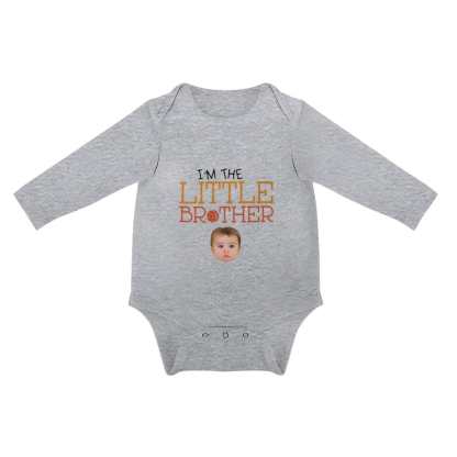FacePajamas Baby Pajama 3 MONTHS / Gray Custom Photo Newborn Infant Bodysuit One Piece Jumpsuit Personalized Long Sleeve Rompers Baby Clothes