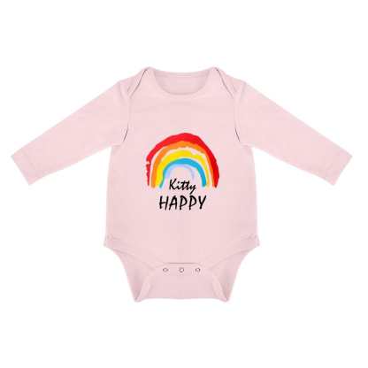 FacePajamas Baby Pajama 3 MONTHS / Pink Custom Name Happy Day Infant Bodysuit One Piece Jumpsuit Personalized Long Sleeve Rompers Baby Clothes