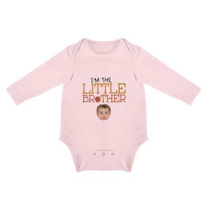 FacePajamas Baby Pajama 3 MONTHS / Pink Custom Photo Newborn Infant Bodysuit One Piece Jumpsuit Personalized Long Sleeve Rompers Baby Clothes