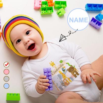 FacePajamas Baby Pajama 3 MONTHS / White Custom Name Cartoon Animals Onesie Infant Bodysuit One Piece Jumpsuit Personalized Long Sleeve Rompers Baby Clothes