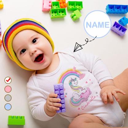 FacePajamas Baby Pajama 3 MONTHS / White Custom Name Unicorn Onesie Infant Bodysuit One Piece Jumpsuit Personalized Long Sleeve Rompers Baby Clothes