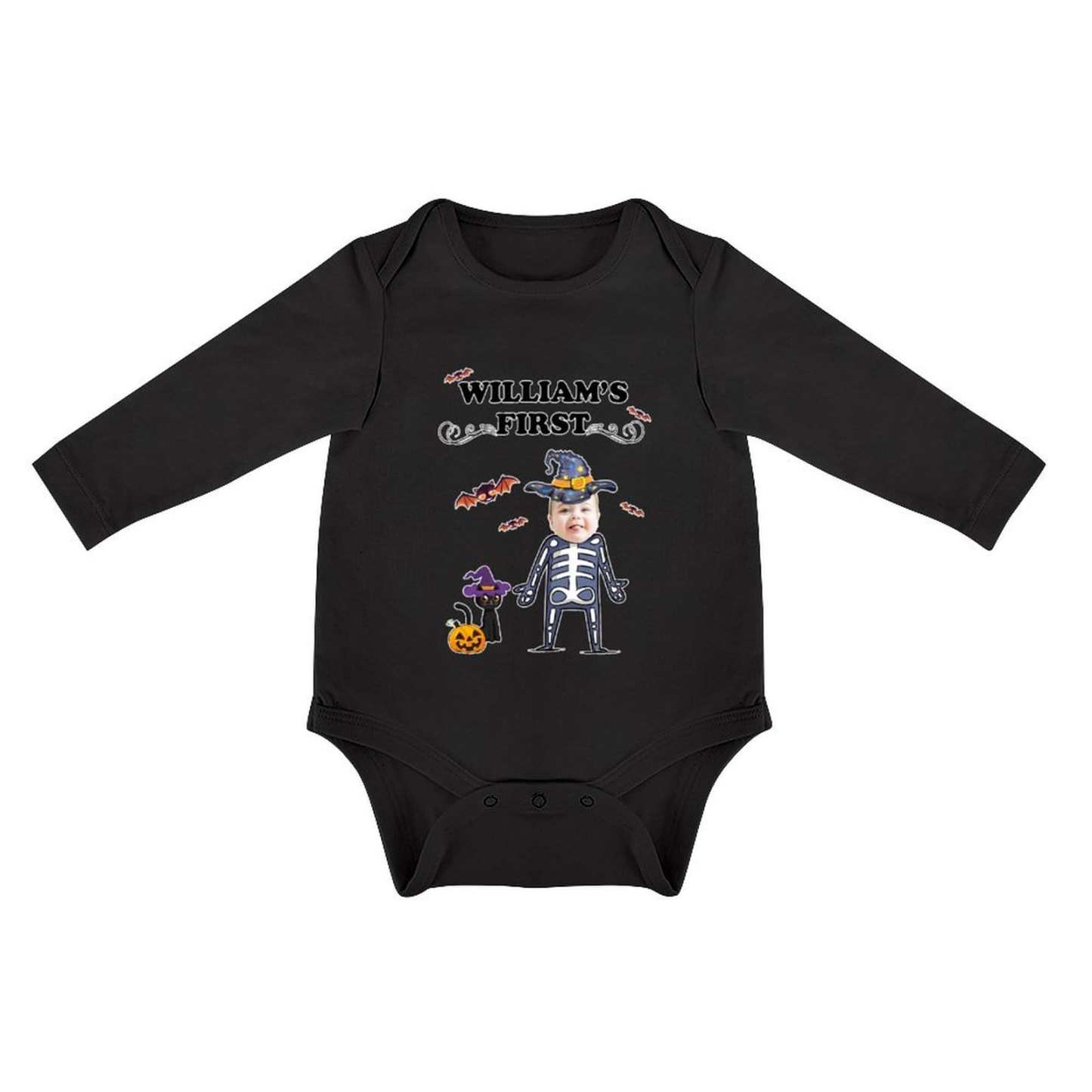 FacePajamas Baby Pajama 3months / Black Custom Face Best Gift For Baby Infant Bodysuit One Piece Jumpsuit Personalized Long Sleeve Rompers Baby Clothes
