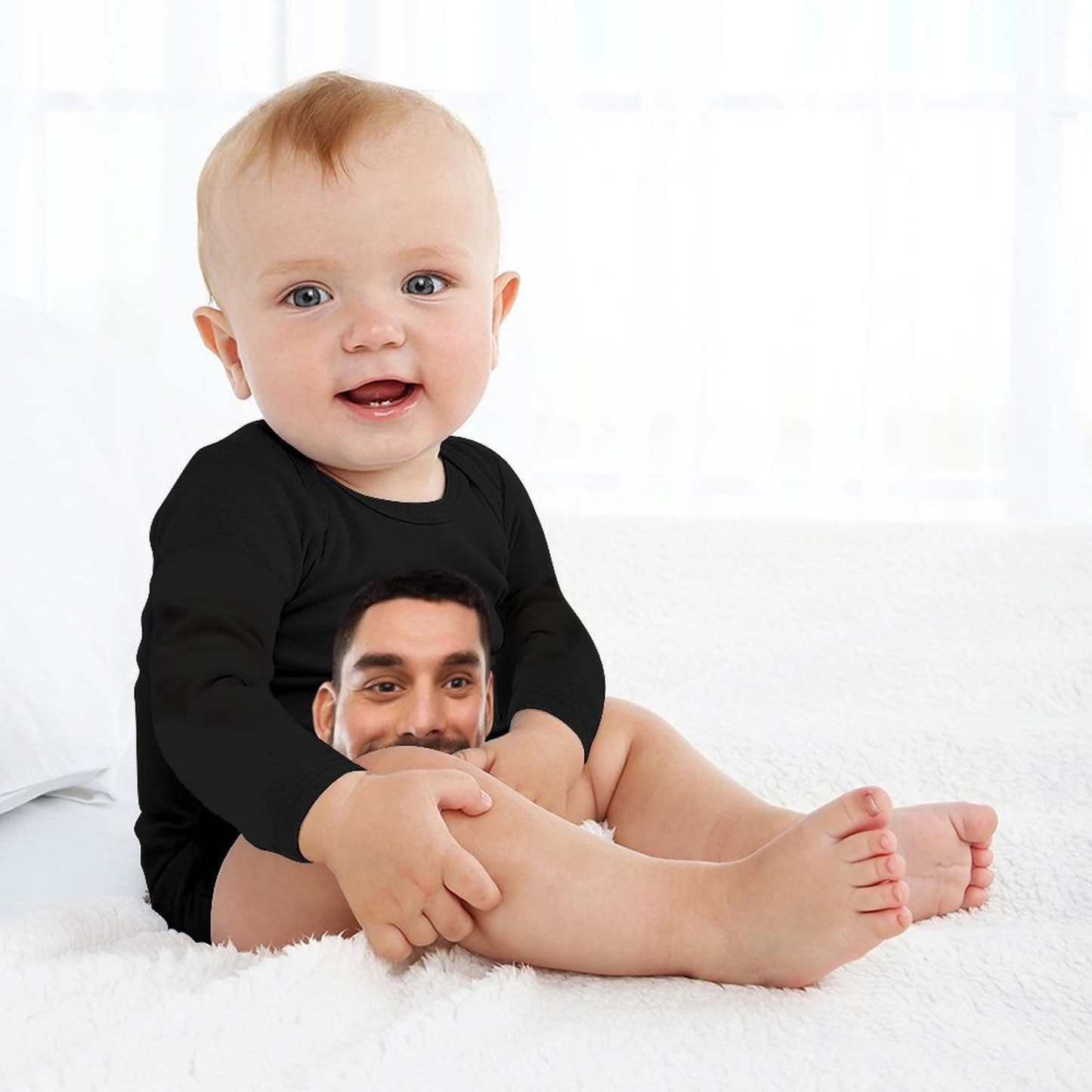 FacePajamas Baby Pajama 3months / Black Custom Face Superman Infant Bodysuit One Piece Jumpsuit Personalized Long Sleeve Rompers Baby Clothes