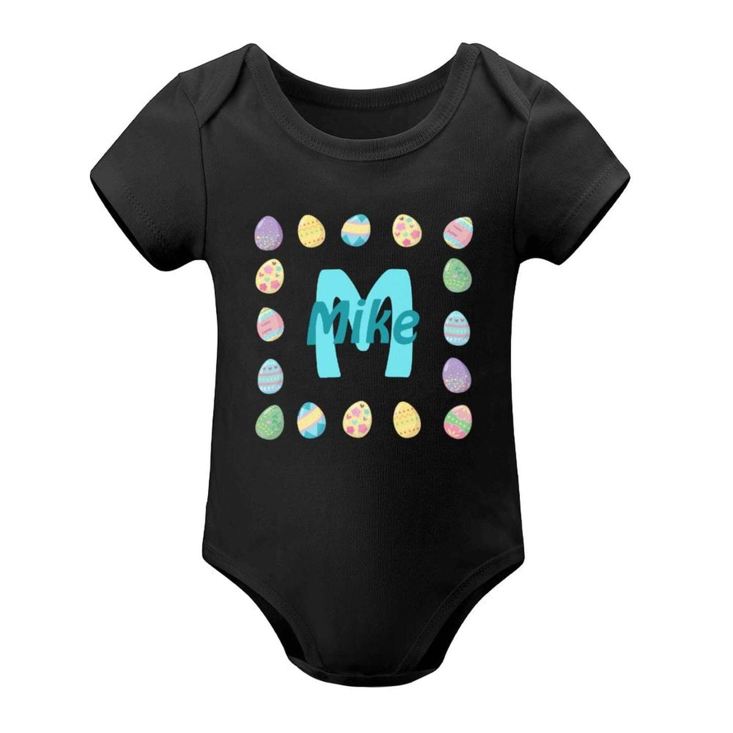 FacePajamas Baby Pajama 3months / Black Custom Name Childlike Egg Newborn Baby Bodysuit Girls Boys Baby Jumpsuit Personalized Summer Bubble Romper