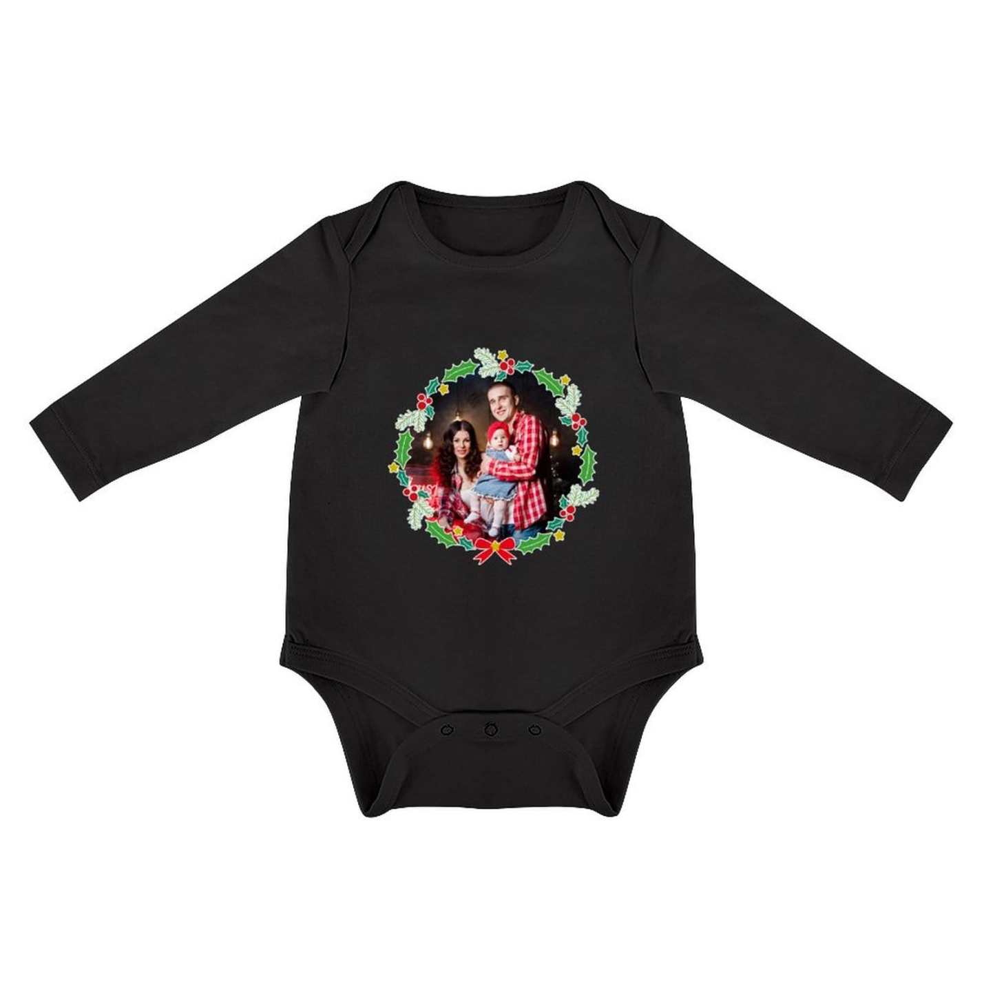 FacePajamas Baby Pajama 3months / Black Custom Photo Warm Family Infant Bodysuit One Piece Jumpsuit Personalized Long Sleeve Rompers Baby Clothes