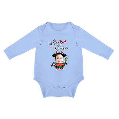 FacePajamas Baby Pajama 3months / Blue Custom Face Best Love For You Infant Bodysuit One Piece Jumpsuit Personalized Long Sleeve Rompers Baby Clothes