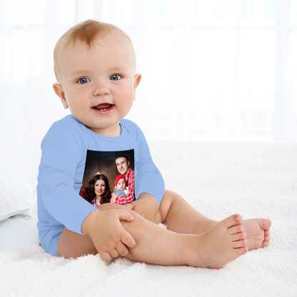FacePajamas Baby Pajama 3months / Blue Custom Face Family Infant Bodysuit One Piece Jumpsuit Personalized Long Sleeve Rompers Baby Clothes