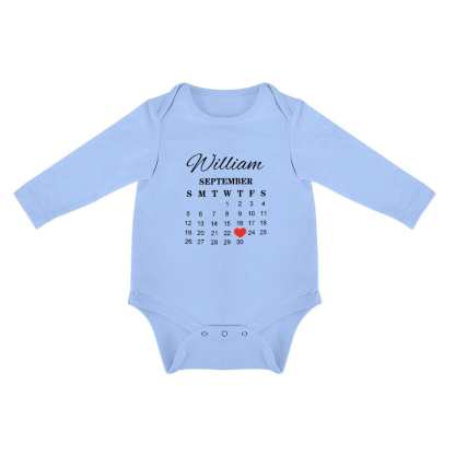 FacePajamas Baby Pajama 3months / Blue Custom Name&Date Honey Infant Bodysuit One Piece Jumpsuit Personalized Long Sleeve Rompers Baby Clothes