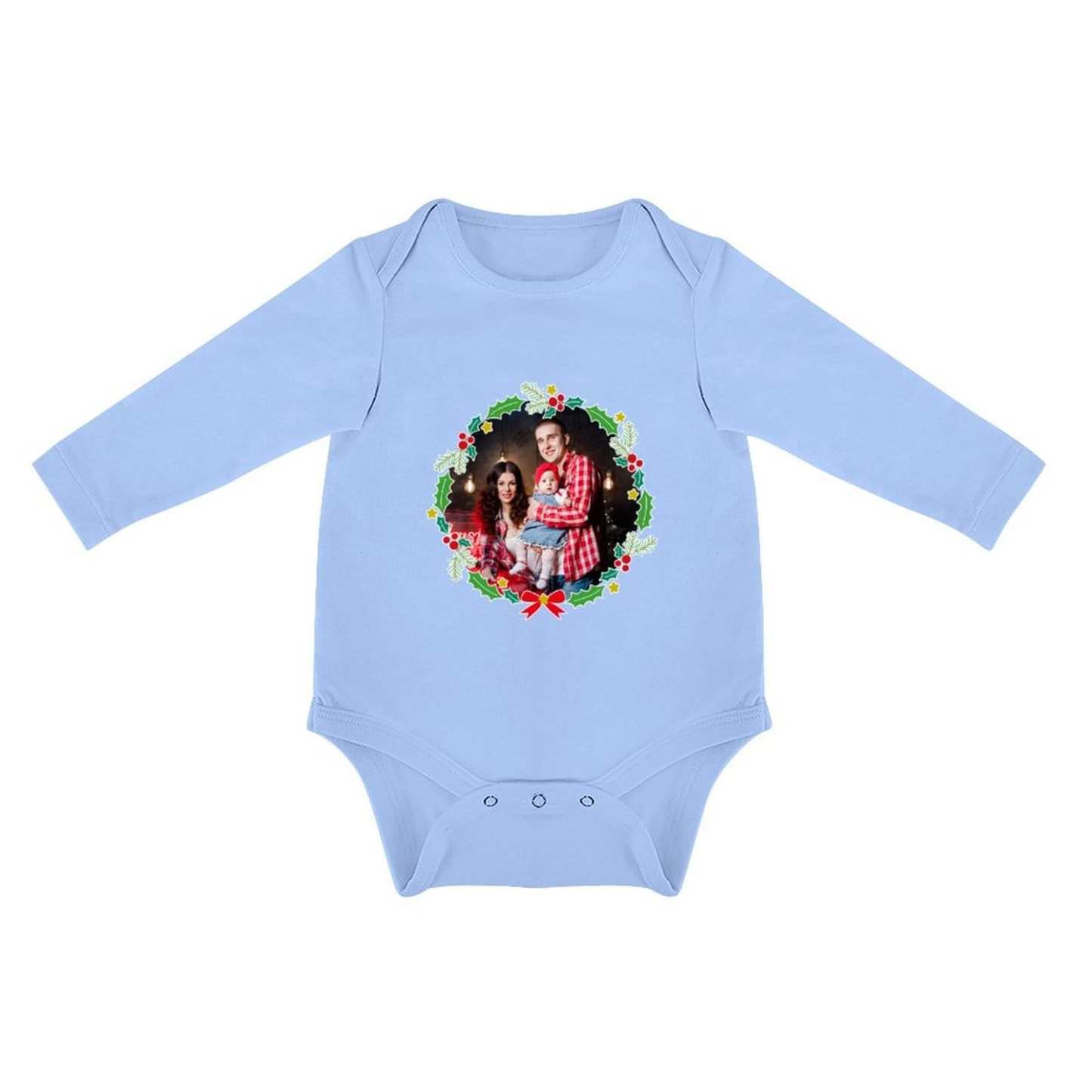 FacePajamas Baby Pajama 3months / Blue Custom Photo Warm Family Infant Bodysuit One Piece Jumpsuit Personalized Long Sleeve Rompers Baby Clothes