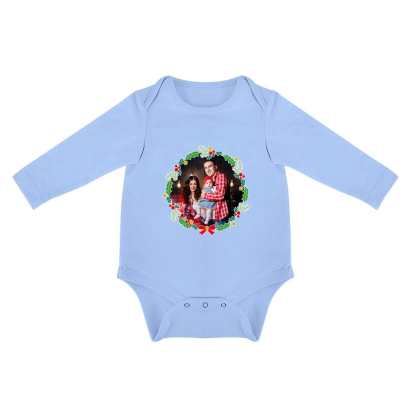 FacePajamas Baby Pajama 3months / Blue Custom Photo Warm Family Infant Bodysuit One Piece Jumpsuit Personalized Long Sleeve Rompers Baby Clothes