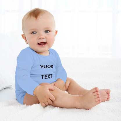 FacePajamas Baby Pajama 3months / Blue Custom Text Infant Bodysuit One Piece Jumpsuit Personalized Long Sleeve Rompers Baby Clothes