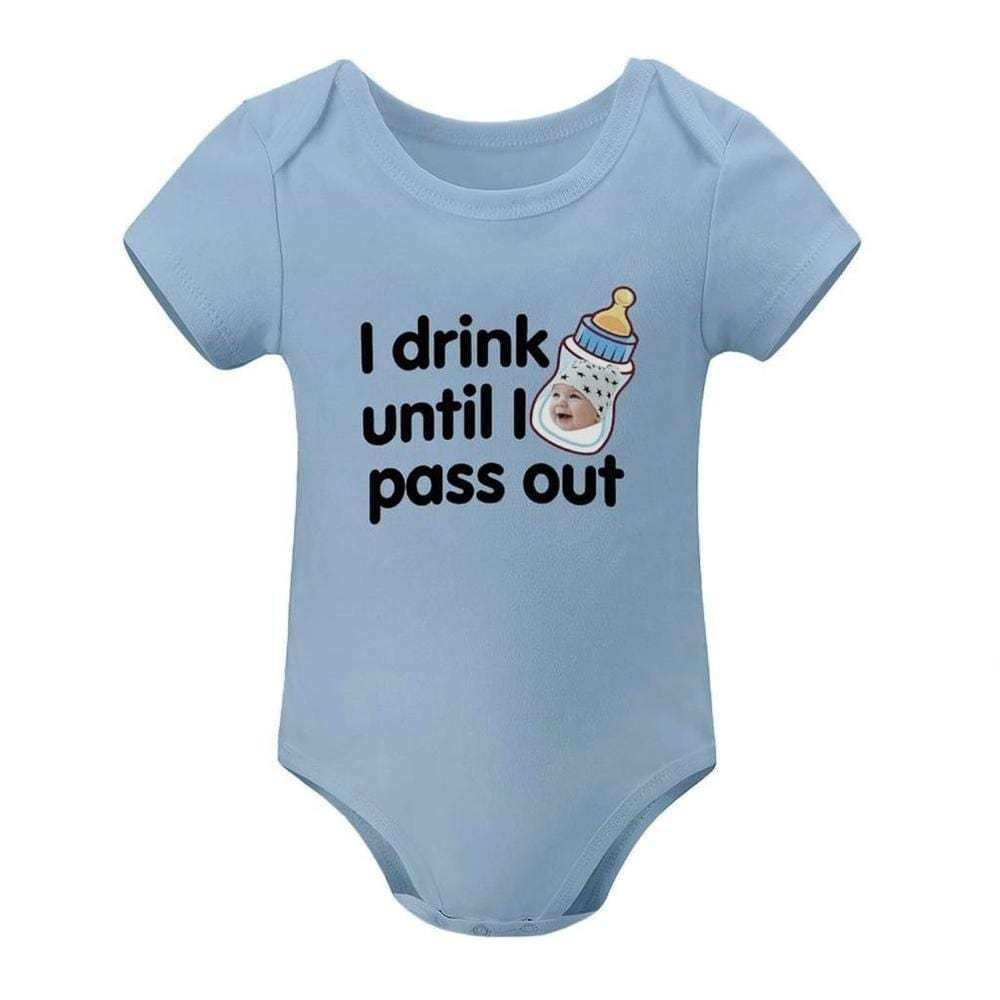 FacePajamas Baby Pajama 3months / Blue Personalized Newborn Baby Jumpsuit Custom Face Lovely Boy Bubble Romper Girls Boys Baby Bodysuit