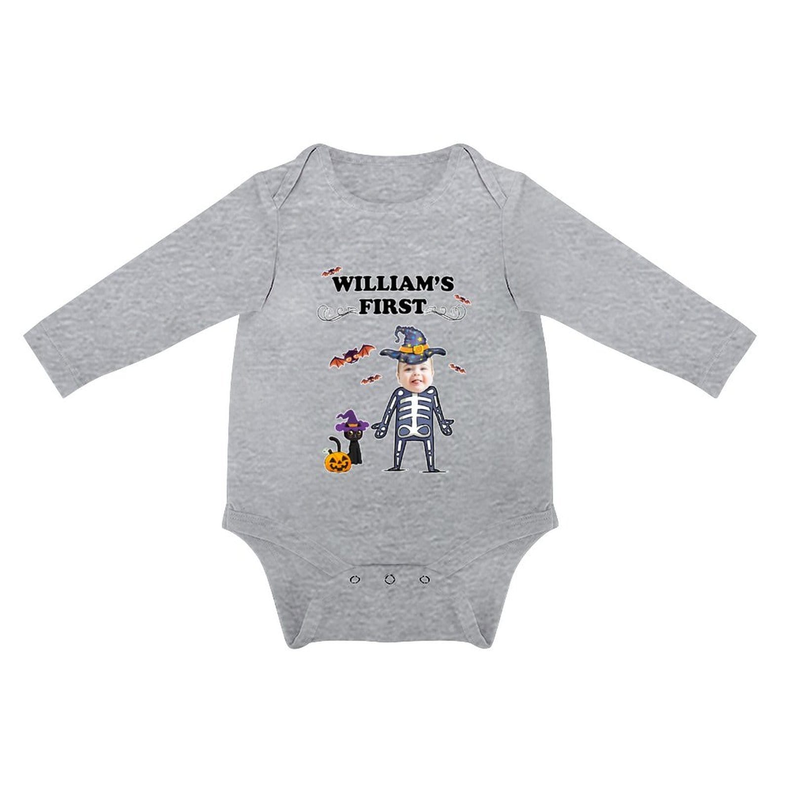FacePajamas Baby Pajama 3months / Gray Custom Face Best Gift For Baby Infant Bodysuit One Piece Jumpsuit Personalized Long Sleeve Rompers Baby Clothes