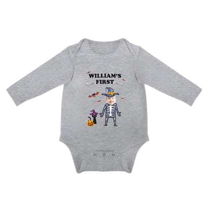 FacePajamas Baby Pajama 3months / Gray Custom Face Best Gift For Baby Infant Bodysuit One Piece Jumpsuit Personalized Long Sleeve Rompers Baby Clothes