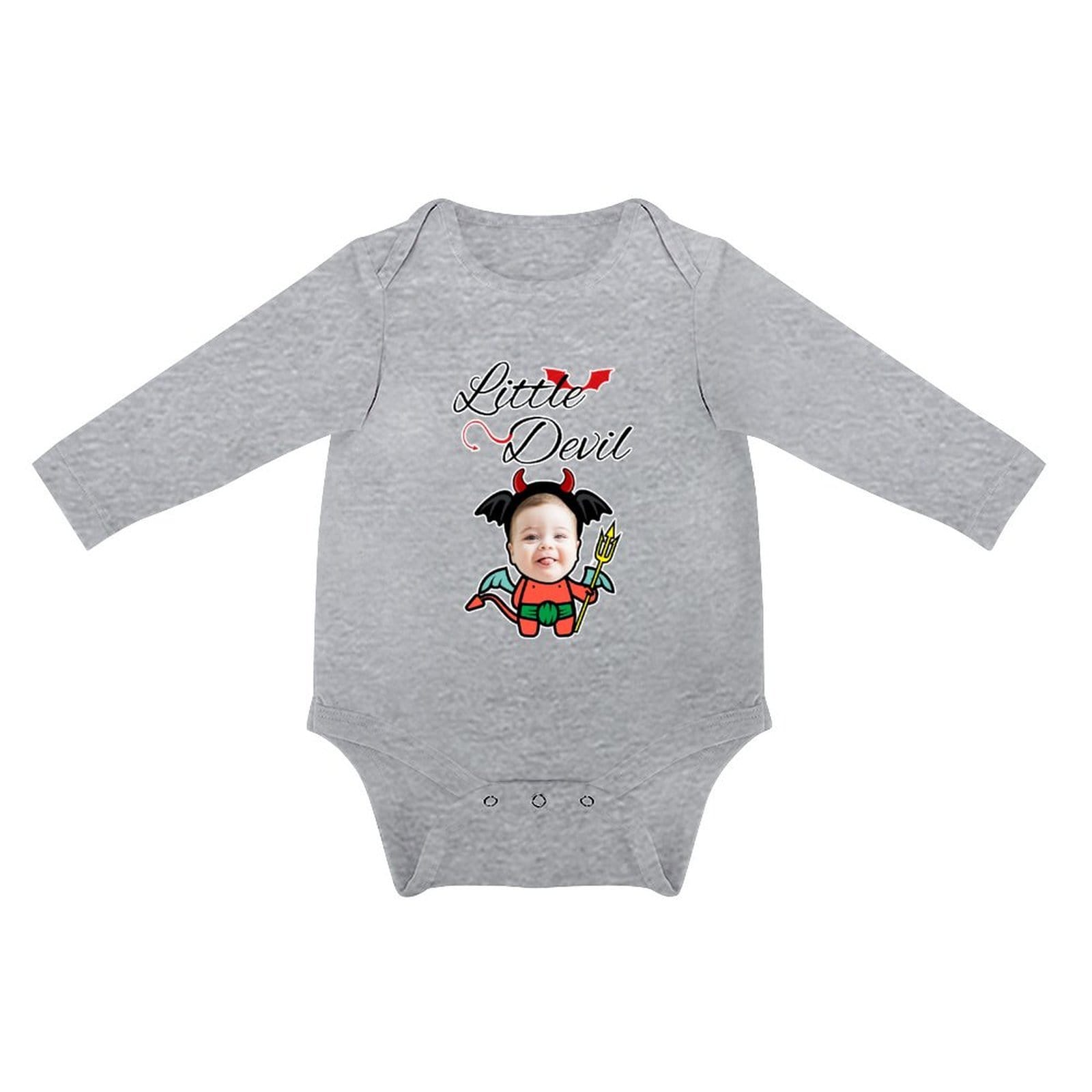 FacePajamas Baby Pajama 3months / Gray Custom Face Best Love For You Infant Bodysuit One Piece Jumpsuit Personalized Long Sleeve Rompers Baby Clothes
