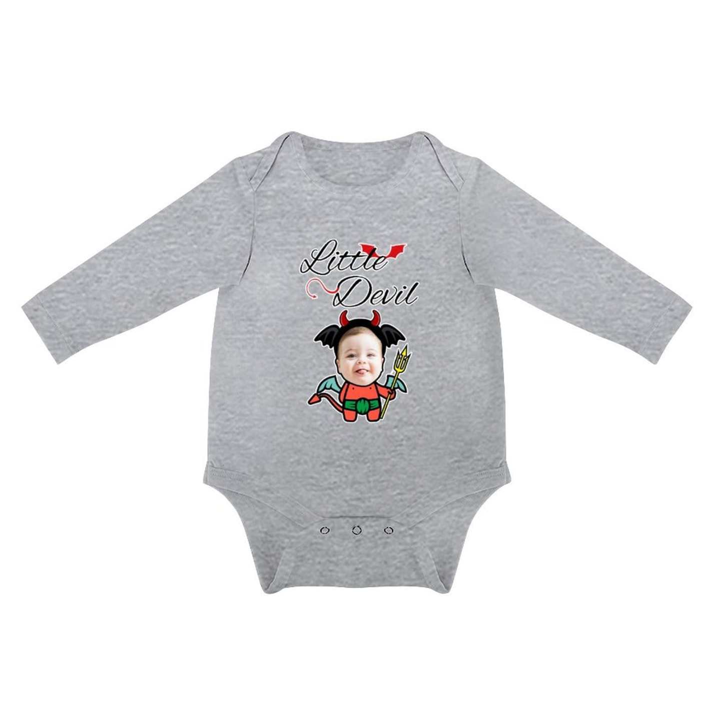 FacePajamas Baby Pajama 3months / Gray Custom Face Best Love For You Infant Bodysuit One Piece Jumpsuit Personalized Long Sleeve Rompers Baby Clothes