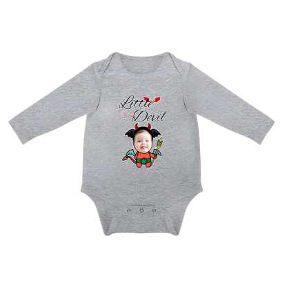 FacePajamas Baby Pajama 3months / Gray Custom Face Best Love For You Infant Bodysuit One Piece Jumpsuit Personalized Long Sleeve Rompers Baby Clothes