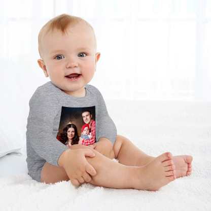 FacePajamas Baby Pajama 3months / Gray Custom Face Family Infant Bodysuit One Piece Jumpsuit Personalized Long Sleeve Rompers Baby Clothes