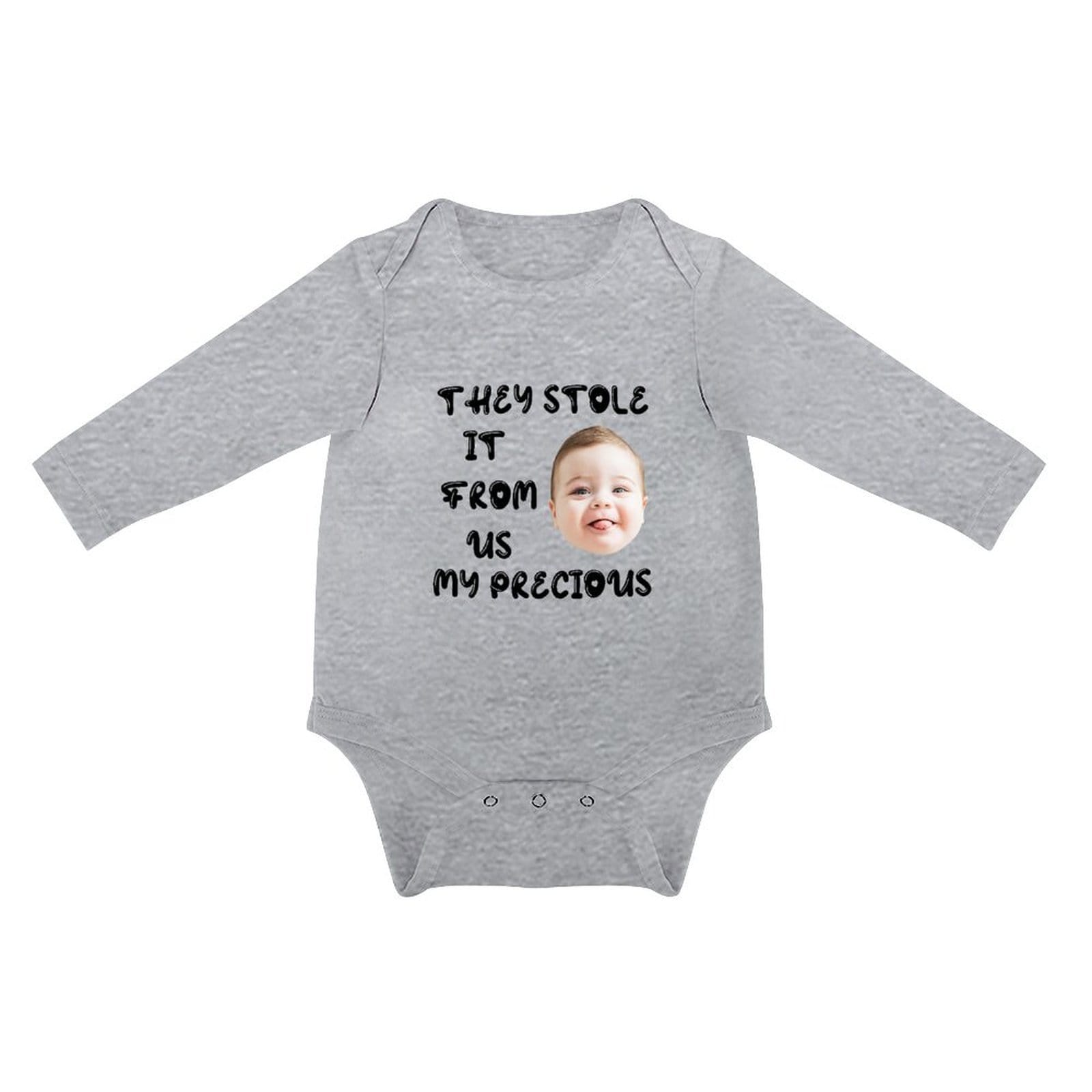 FacePajamas Baby Pajama 3months / Gray Custom Face Love Infant Bodysuit One Piece Jumpsuit Personalized Long Sleeve Rompers Baby Clothes