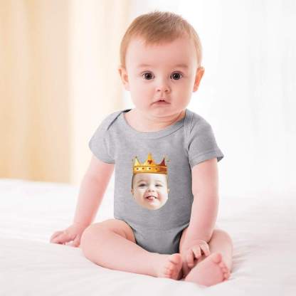 FacePajamas Baby Pajama 3months / Gray Custom Face My King Bubble Romper Newborn Baby Jumpsuit Personalized Girls Boys Baby Bodysuit