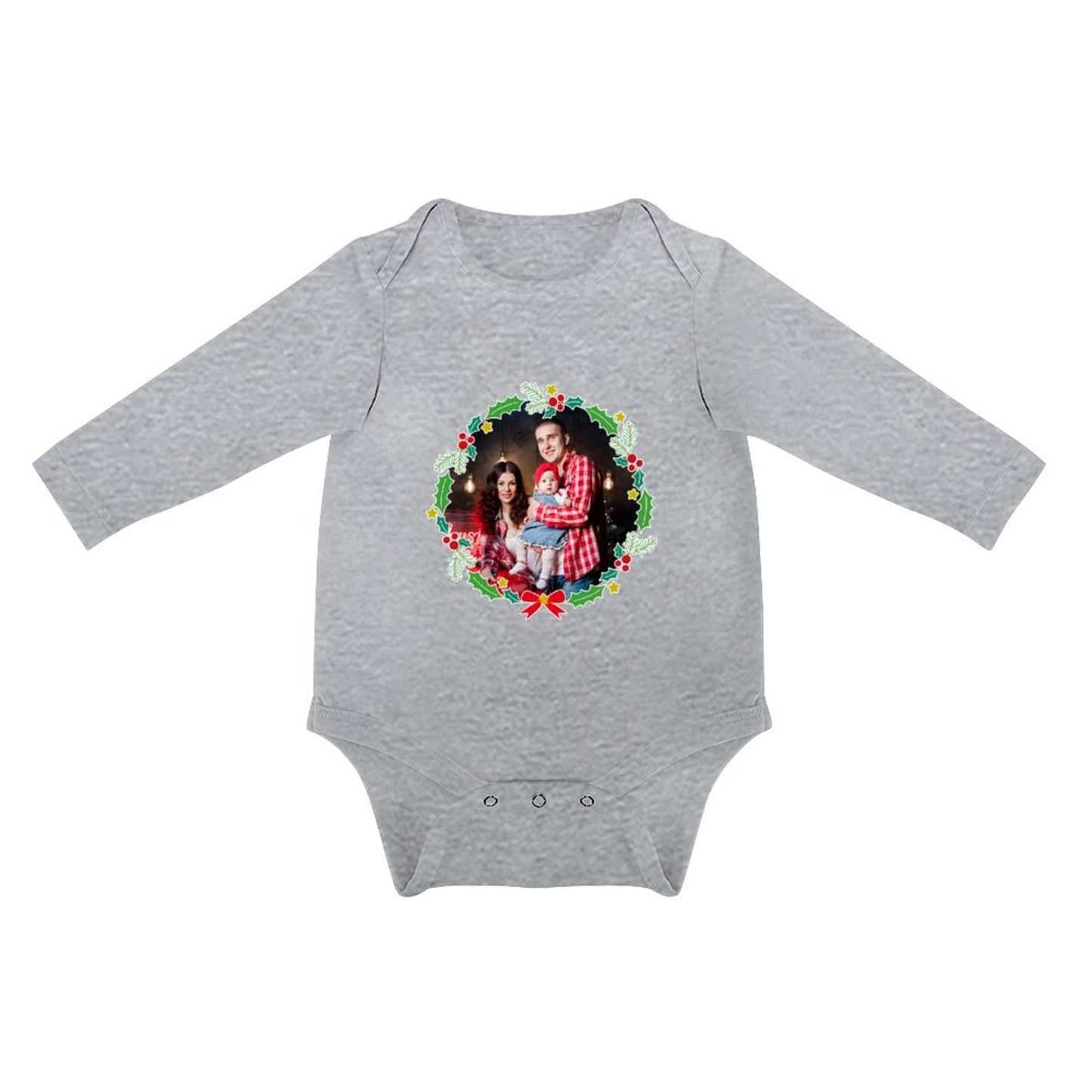 FacePajamas Baby Pajama 3months / Gray Custom Photo Warm Family Infant Bodysuit One Piece Jumpsuit Personalized Long Sleeve Rompers Baby Clothes