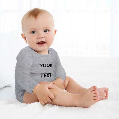 FacePajamas Baby Pajama 3months / Gray Custom Text Infant Bodysuit One Piece Jumpsuit Personalized Long Sleeve Rompers Baby Clothes