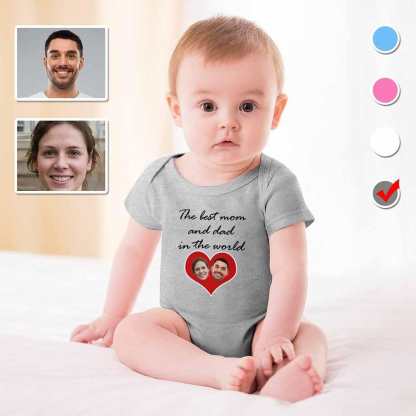 FacePajamas Baby Pajama 3months / Gray Newborn Baby Jumpsuit Custom Face Mom&Dad Baby Bodysuit Personalized Bubble Romper