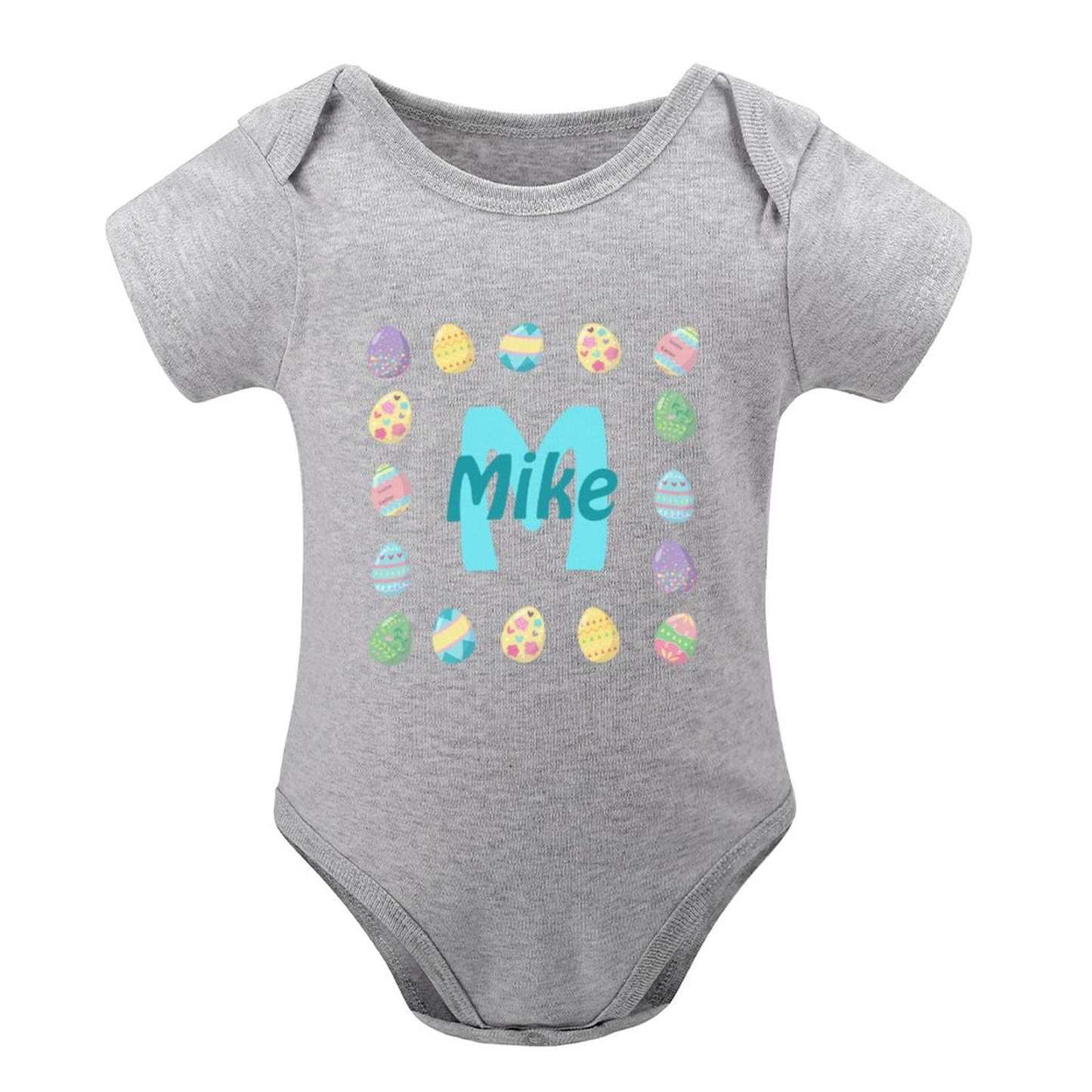 FacePajamas Baby Pajama 3months / Grey Custom Name Childlike Egg Newborn Baby Bodysuit Girls Boys Baby Jumpsuit Personalized Summer Bubble Romper