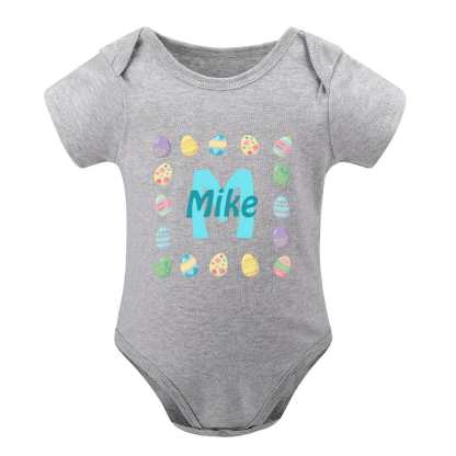 FacePajamas Baby Pajama 3months / Grey Custom Name Childlike Egg Newborn Baby Bodysuit Girls Boys Baby Jumpsuit Personalized Summer Bubble Romper
