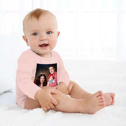 FacePajamas Baby Pajama 3months / Pink Custom Face Family Infant Bodysuit One Piece Jumpsuit Personalized Long Sleeve Rompers Baby Clothes