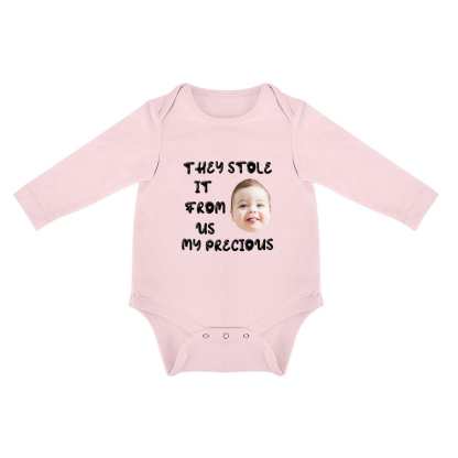 FacePajamas Baby Pajama 3months / Pink Custom Face Love Infant Bodysuit One Piece Jumpsuit Personalized Long Sleeve Rompers Baby Clothes