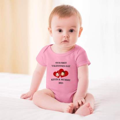 FacePajamas Baby Pajama 3months / Pink Custom Face&Text Mom&Me Baby Bubble Romper Newborn Baby Jumpsuit Bodysuit Personalized Girls Boys Baby Romper
