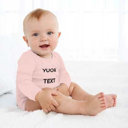FacePajamas Baby Pajama 3months / Pink Custom Text Infant Bodysuit One Piece Jumpsuit Personalized Long Sleeve Rompers Baby Clothes