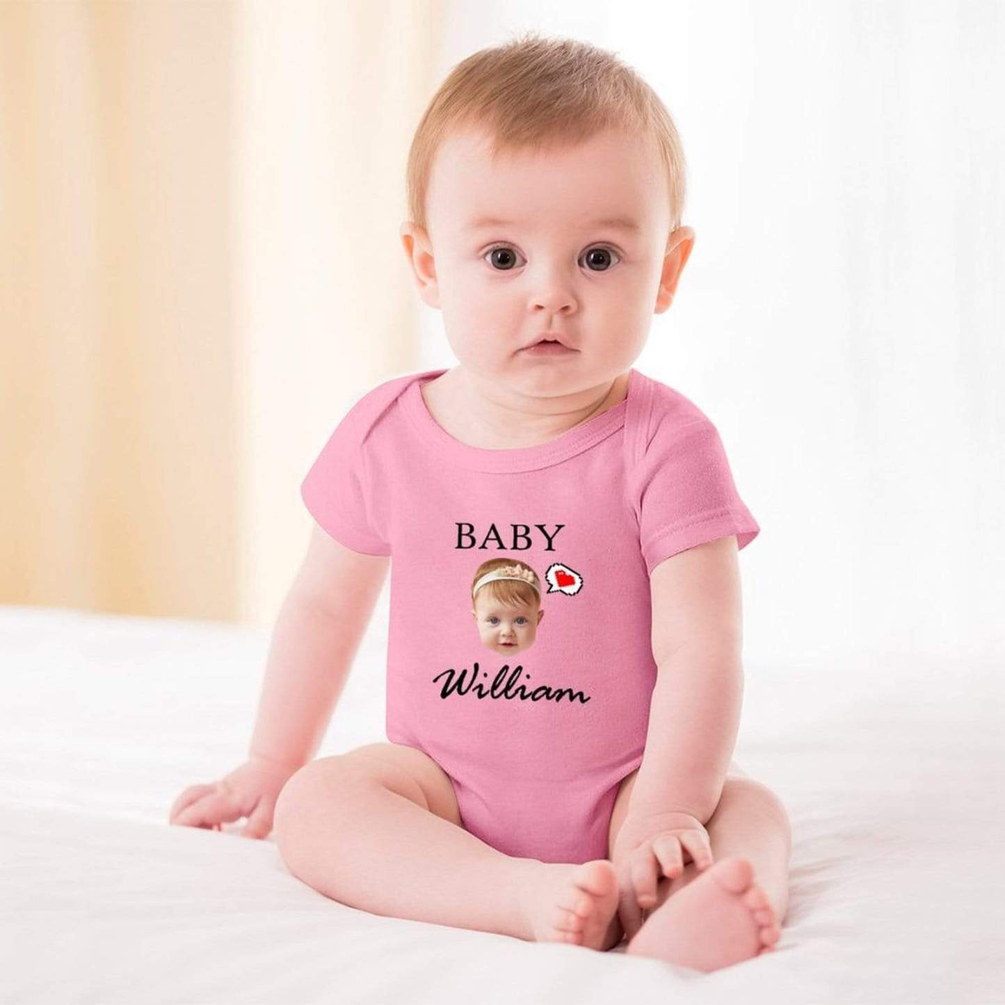FacePajamas Baby Pajama 3months / Pink Personalized Girls Boys Baby Jumpsuit Custom Face&Name Angel Baby Bubble Romper Newborn Baby Bodysuit
