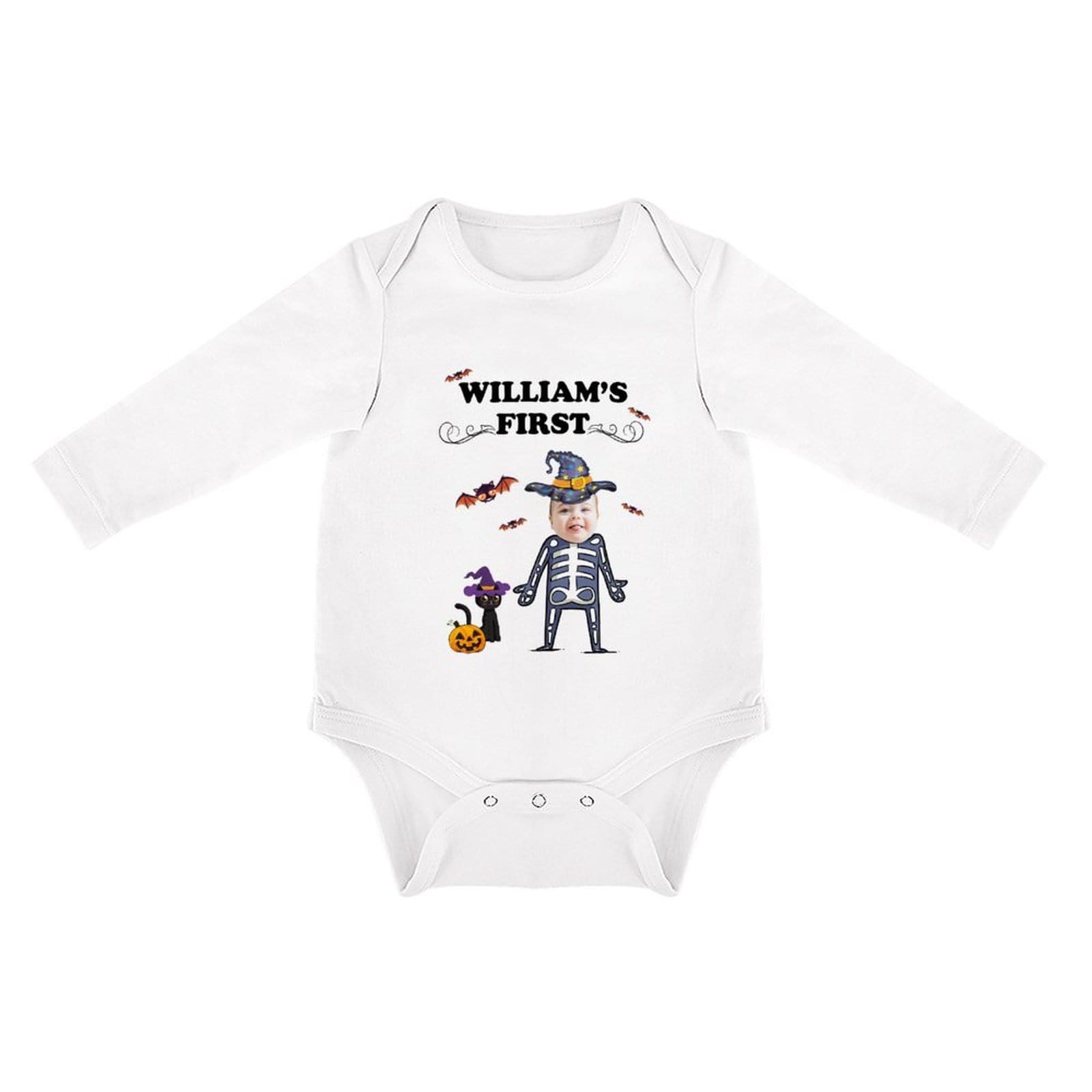 FacePajamas Baby Pajama 3months / White Custom Face Best Gift For Baby Infant Bodysuit One Piece Jumpsuit Personalized Long Sleeve Rompers Baby Clothes