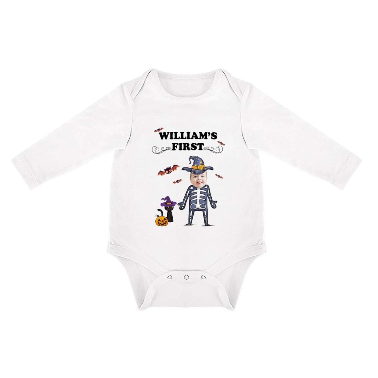 FacePajamas Baby Pajama 3months / White Custom Face Best Gift For Baby Infant Bodysuit One Piece Jumpsuit Personalized Long Sleeve Rompers Baby Clothes