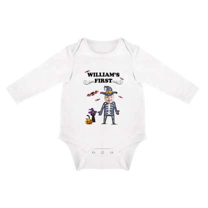 FacePajamas Baby Pajama 3months / White Custom Face Best Gift For Baby Infant Bodysuit One Piece Jumpsuit Personalized Long Sleeve Rompers Baby Clothes