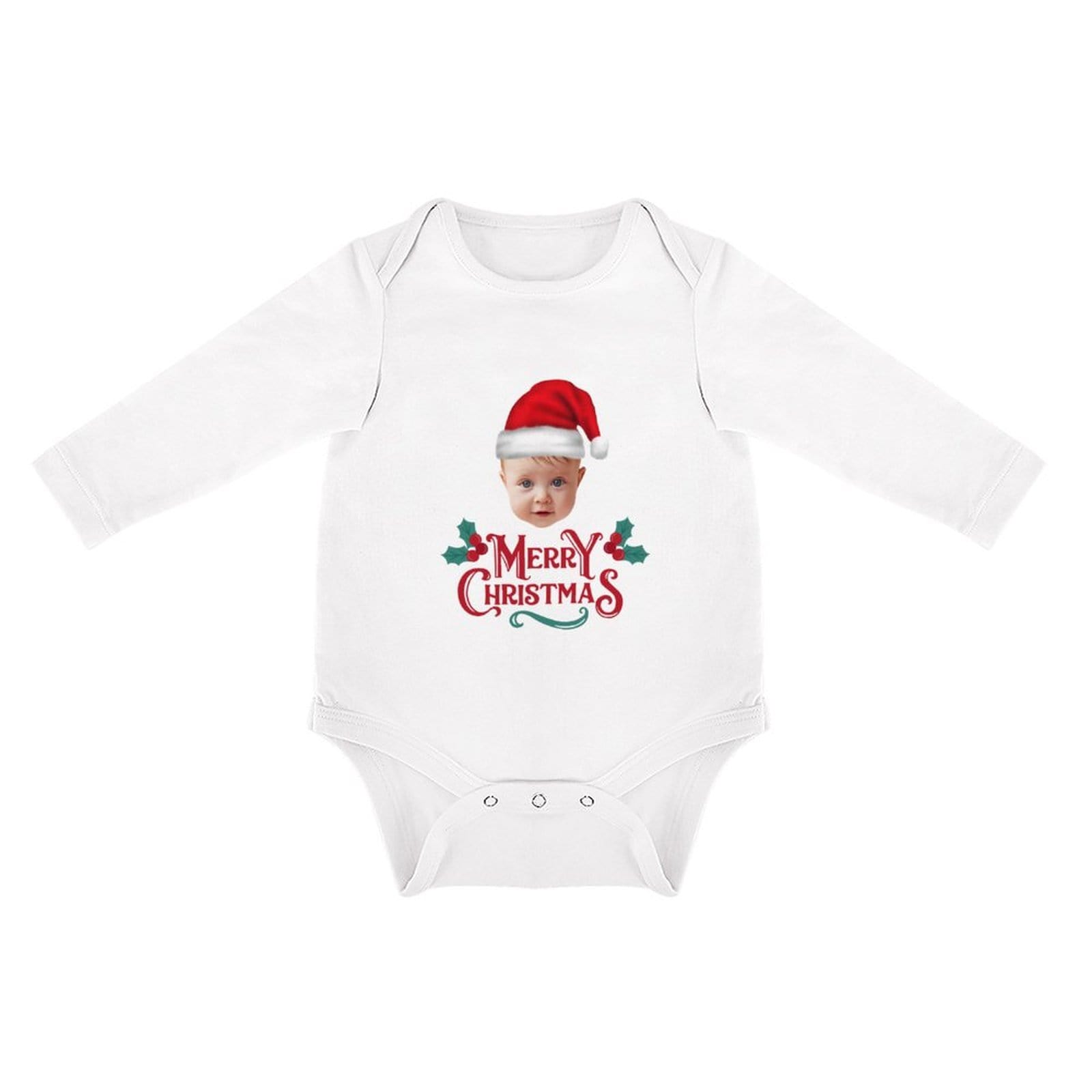 FacePajamas Baby Pajama 3months / White Custom Face Ch istmas Gift Infant Bodysuit One Piece Jumpsuit Personalized Long Sleeve Rompers Baby Clothes