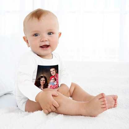 FacePajamas Baby Pajama 3months / White Custom Face Family Infant Bodysuit One Piece Jumpsuit Personalized Long Sleeve Rompers Baby Clothes