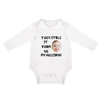 FacePajamas Baby Pajama 3months / White Custom Face Love Infant Bodysuit One Piece Jumpsuit Personalized Long Sleeve Rompers Baby Clothes