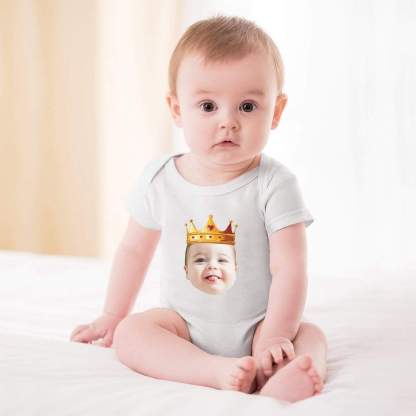 FacePajamas Baby Pajama 3months / White Custom Face My King Bubble Romper Newborn Baby Jumpsuit Personalized Girls Boys Baby Bodysuit