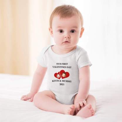 FacePajamas Baby Pajama 3months / White Custom Face&Text Mom&Me Baby Bubble Romper Newborn Baby Jumpsuit Bodysuit Personalized Girls Boys Baby Romper