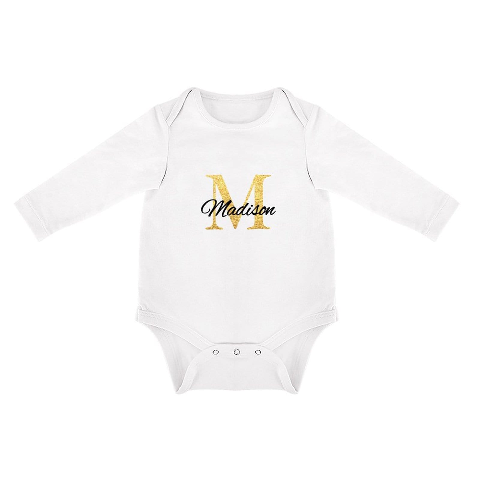 FacePajamas Baby Pajama 3months / White Custom Name Best Wish Infant Bodysuit One Piece Jumpsuit Personalized Long Sleeve Rompers Baby Clothes