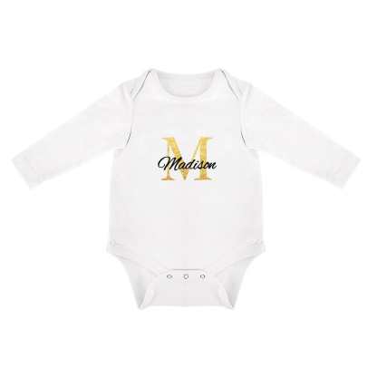 FacePajamas Baby Pajama 3months / White Custom Name Best Wish Infant Bodysuit One Piece Jumpsuit Personalized Long Sleeve Rompers Baby Clothes