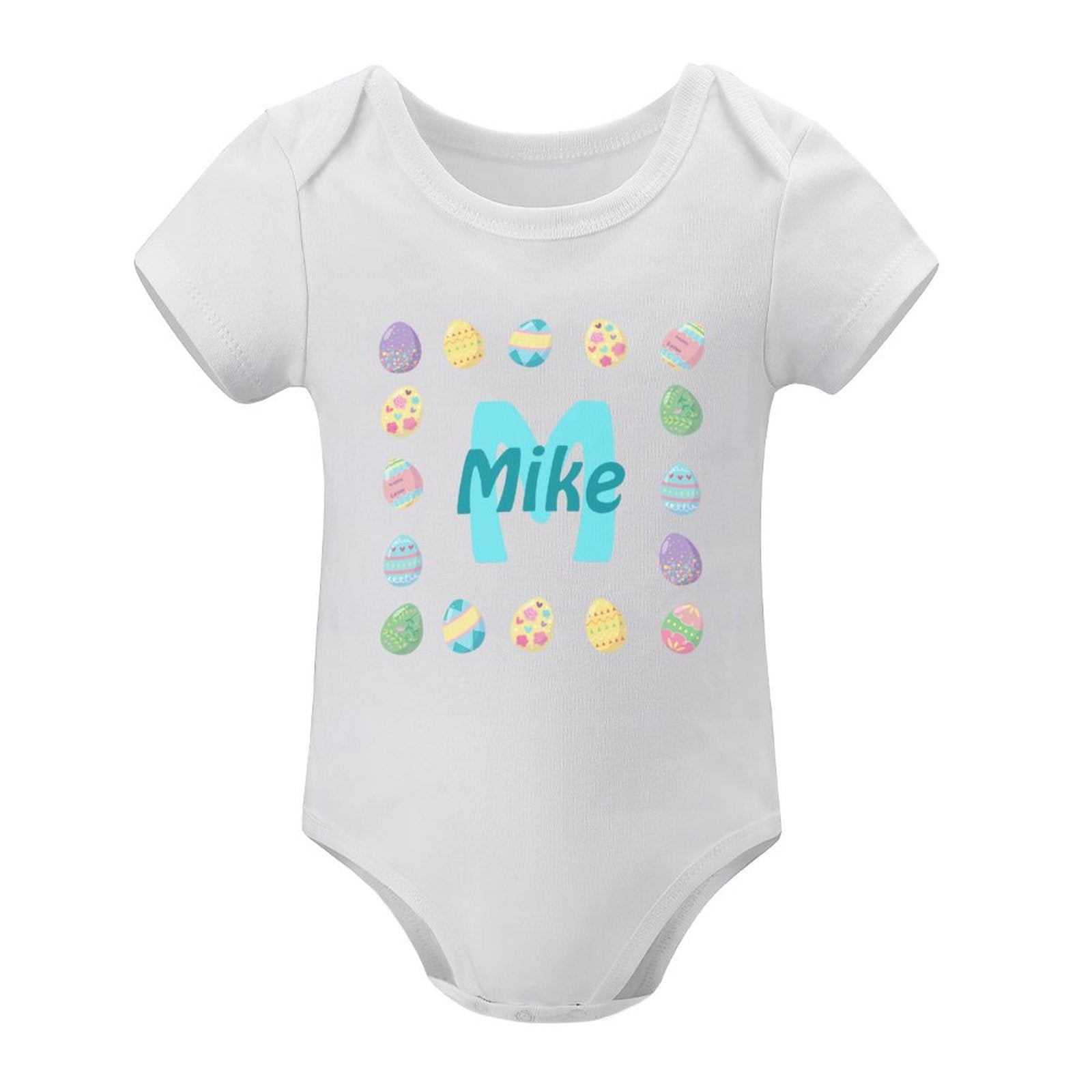 FacePajamas Baby Pajama 3months / White Custom Name Childlike Egg Newborn Baby Bodysuit Girls Boys Baby Jumpsuit Personalized Summer Bubble Romper